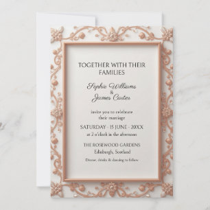 Rose Gold Floral Frame Wedding Invitation