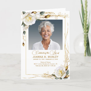 Rose & Gold Floral Funeral Program