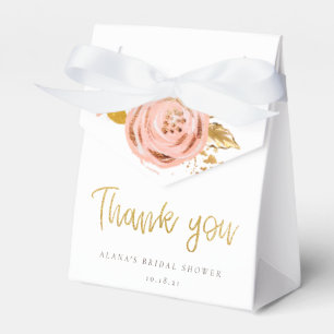 Rose Gold Floral Glitter Bridal Shower Favor Box