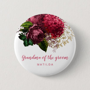 Rose gold floral grandma mother of the groom 2 inch round button
