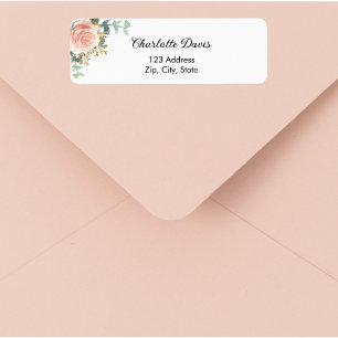 Rose gold floral greenery adresse de retour 