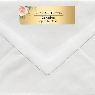 Rose gold floral greenery adresse de retour 