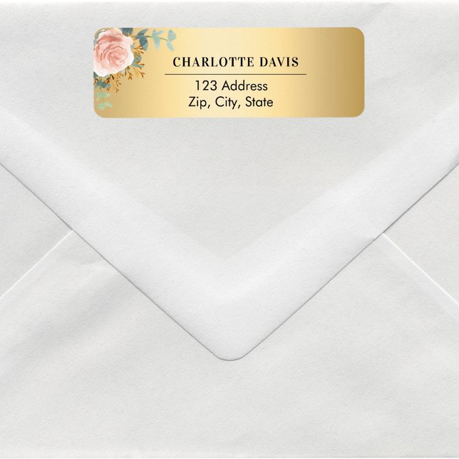 Rose gold floral greenery adresse de retour  (Créateur téléchargé)