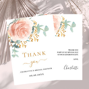Rose gold floral greenery Bridal Shower Thank You Card