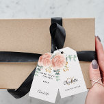 Rose gold floral greenery monogram bridal shower gift tags<br><div class="desc">A stylish white background. Decorated with green watercolored rose gold and blush pink floral,  rose,  eucalyptus leaves,  sprigs,  greenery,  faux gold leaves.  Personalize and add your first name,  monogram initials and full name. Perfect for birthday favours,  a bridal shower or baby shower.
Back: add your thank you note.</div>