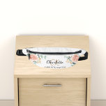 Rose gold floral greenery name monogram fanny pack<br><div class="desc">White background,  black and golden text. Decorated with watercolored rose gold roses,  eucalyptus greenery and golden sprigs. 
Personalize and add your first name,  monogram initials and full name.</div>