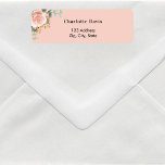 Rose gold floral greenery peach return address<br><div class="desc">A peach coloured background. Decorated with a rose gold and blush pink rose,  floral and eucalyptus greenery and faux gold foliage.  Personalize and add your name and address. Black letters.</div>