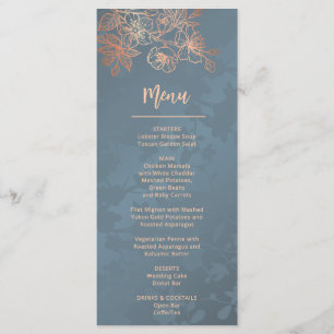 Rose Gold Floral Line Art Wedding Menu