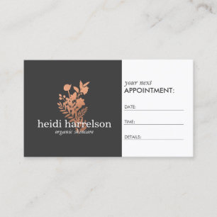 Rose Gold Floral Logo on Dark Grey Appointment