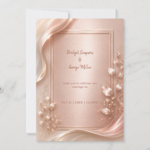 Rose Gold Floral Luxe Wedding metallic Glow Invitation