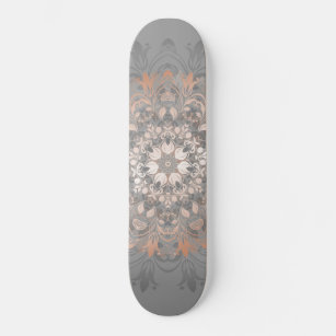 Rose Gold Floral Mandala Girly Skateboard