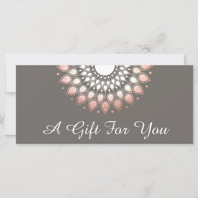Rose Gold Floral Mandala Spa Gift Certificate (Front)