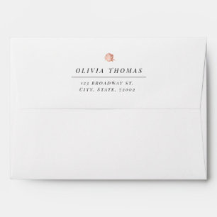 Rose gold floral minimalist wedding return address envelope