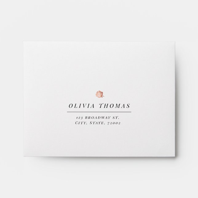 Rose gold floral minimalist wedding RSVP Envelope (Front)
