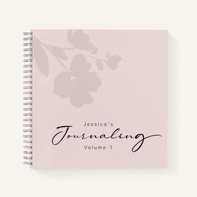 Rose Gold Floral Modern Calligraphy Journalling No Notebook (Front)