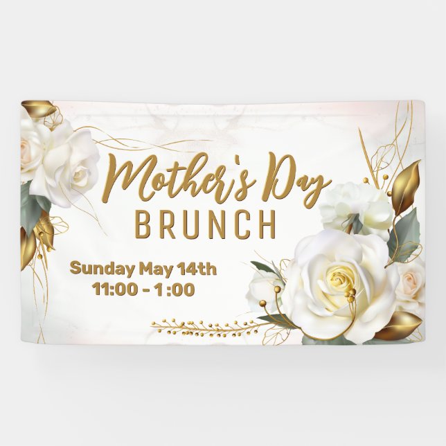 Rose Gold Floral | Mother's Day Brunch Banner (Horizontal)