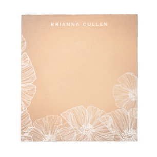 Rose Gold Floral Name Notepad