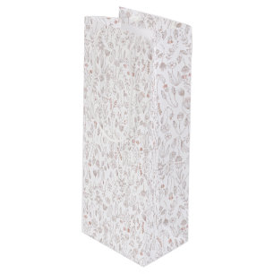 Rose Gold Floral Pattern Wine Gift Bag