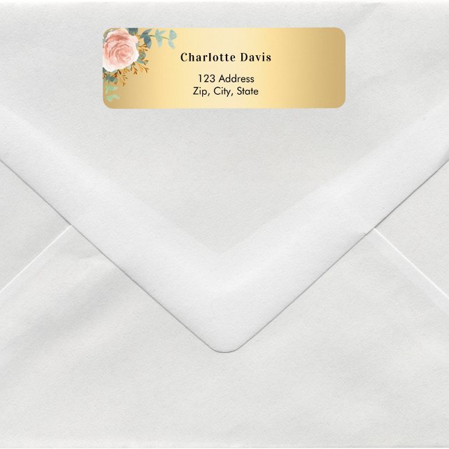 Rose gold floral return address  (Créateur téléchargé)