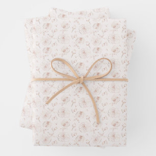 Rose Gold Floral Rose Flowers Pattern Wrapping Paper Sheet