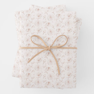 Rose Gold Floral Rose Flowers Pattern Wrapping Paper Sheet