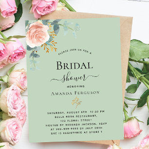 Rose gold floral sage green budget Bridal Shower