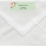 Rose gold floral sage green return address<br><div class="desc">A sage green background. Decorated with a rose gold and blush pink rose,  floral and eucalyptus greenery and faux gold foliage.  Personalize and add your name and address. Black letters.</div>