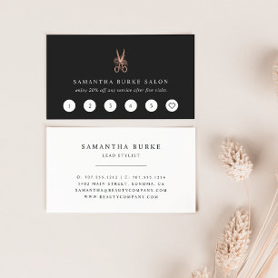 Rose Gold Floral Scissors Logo   Salon Loyalty Card