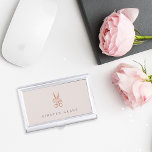 Rose Gold Floral Scissors Personalized Hairstylist Business Card Holder<br><div class="desc">Elegant business card holder for hairstylists or salon owners features your name and/or business name in classic grey lettering on a blush pink background adorned with a pair of floral-embellished scissors in faux rose gold foil.</div>
