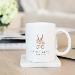 Rose Gold Floral Scissors Salon Logo Coffee Mug<br><div class="desc">Elegant logo mug for hair salons or hairstylists features a pair of scissors in faux rose gold foil embellished with flowers. Personalize with two lines of custom text beneath in classic grey lettering,  perfect for your salon name.</div>