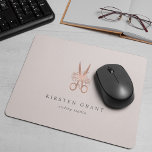 Rose Gold Floral Scissors Salon Logo Mouse Pad<br><div class="desc">Chic personalized mousepad for your salon or hairstyling business features two lines of custom text in classic grey lettering,  on a pale blush pink background adorned with a pair of flower-embellished scissors in faux rose gold foil.</div>