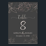 Rose gold floral silhouette wedding Table Card<br><div class="desc">Rose gold floral silhouette minimalist wedding design.
Wedding reception table number card designed with elegant,  stylish rose gold floral outlines.
Fully customizable.
For more advanced personalization of the design,  select the "Click to customize further" button at the bottom of the “Personalize” list.
Full range of items available.</div>