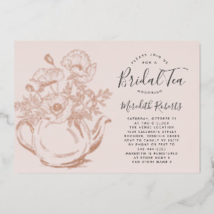 Rose Gold Floral Teapot Blush Pink Bridal Tea Real