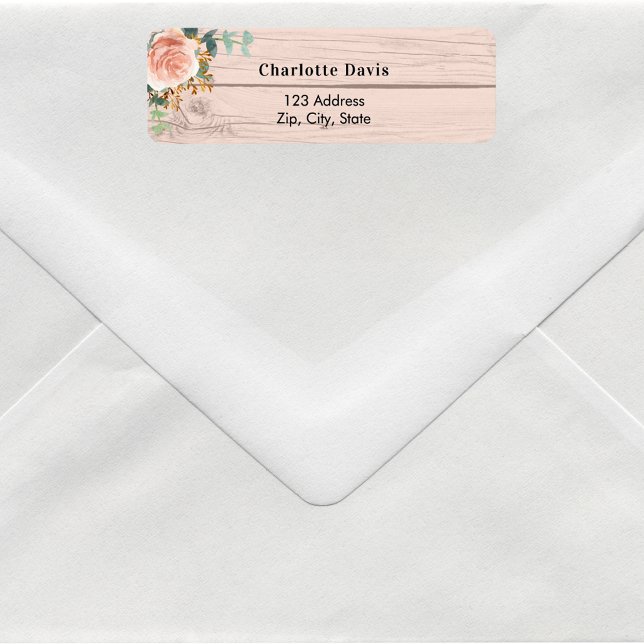 Rose gold floral verdure bois adresse de retour  (Créateur téléchargé)