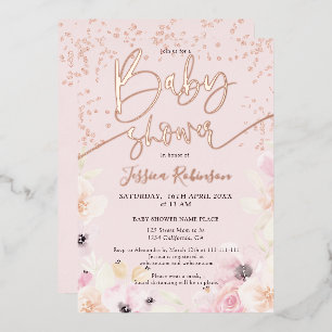 Rose Gold floral watercolor pink baby shower