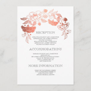Rose Gold Floral Wedding Details - Information Enclosure Card