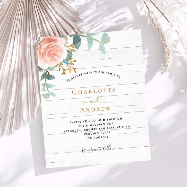 Rose gold floral white wood budget wedding (Creator Uploaded)
