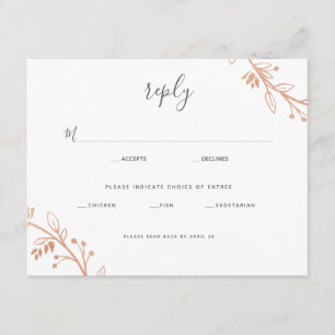 Rose Gold Floral Wreath Modern Mariage Réponse Car