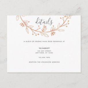 Rose Gold Floral Wreath Modern Wedding Detail Card