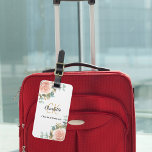 Rose gold florals monogram elegant luggage tag<br><div class="desc">A white background. Decorated with watercolored rose gold flowers and greenery.  Personalize and add your first name,  monogram initials and full name on the front,  contact info on the back.</div>