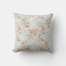 Rose Gold Florals on Distressed Teal