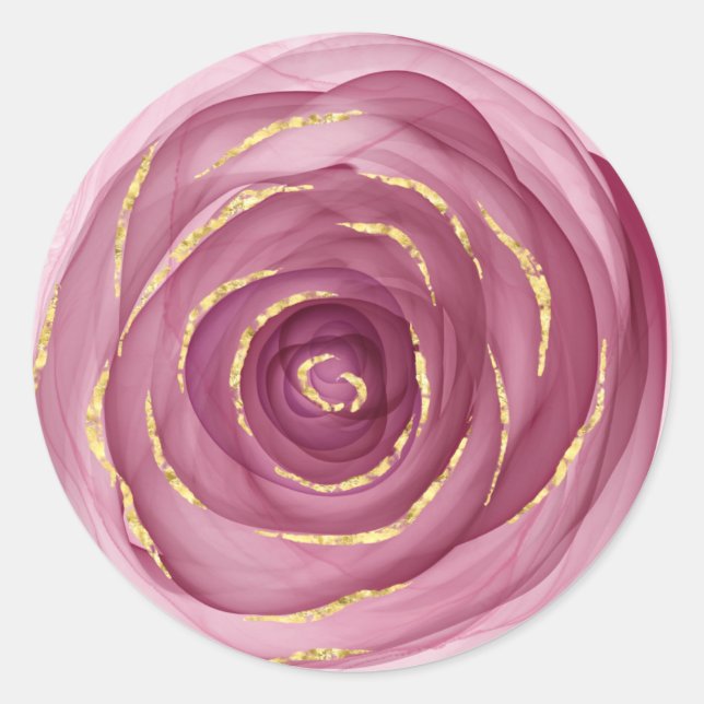 Rose GOld Flower Favour Delicate Ing Painted  Classic Round Sticker (Front)