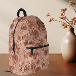 Rose Gold Flower Flower Glitter Metallic Look Printed Backpack<br><div class="desc">This design may be personalized by choosing the Edit Design option. You may also transfer onto other items. Contact me at colorflowcreations@gmail.com or use the chat option at the top of the page if you wish to have this design on another product or need assistance with this design. See more...</div>