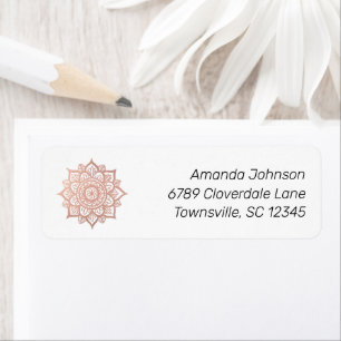 Rose Gold Flower Mandala Adresse de retour
