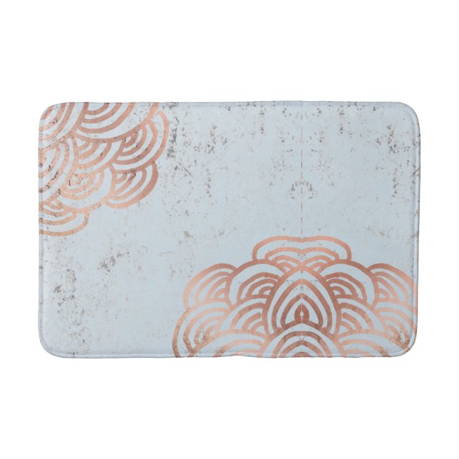 Rose Gold Flower Mandala Bath Mat (Front)