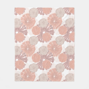 Rose Gold Flower Pattern Fleece Blanket