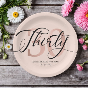 Rose Gold Foil 30th Birthday Paper Plate