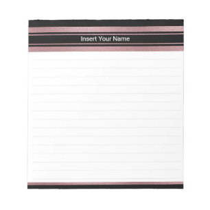 Rose Gold Foil and Black Stripe Notepad 5.5" x 6"