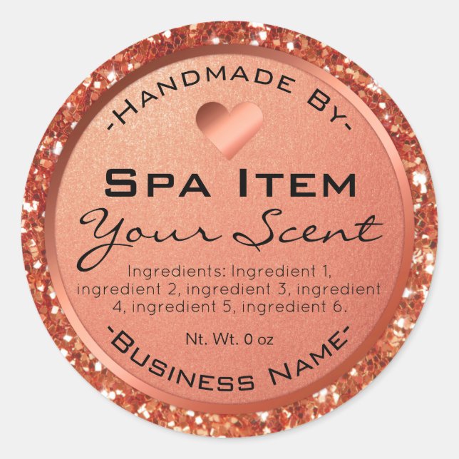Rose Gold Foil And Glitter Bath Spa And Scrub Classic Round Sticker (Front)