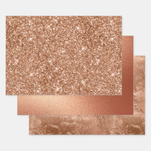 Rose Gold Foil and Glitter Pattern Wrapping Paper Sheet